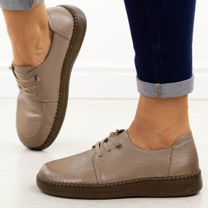 Beżowe skórzane półbuty damskie Cambell 15301