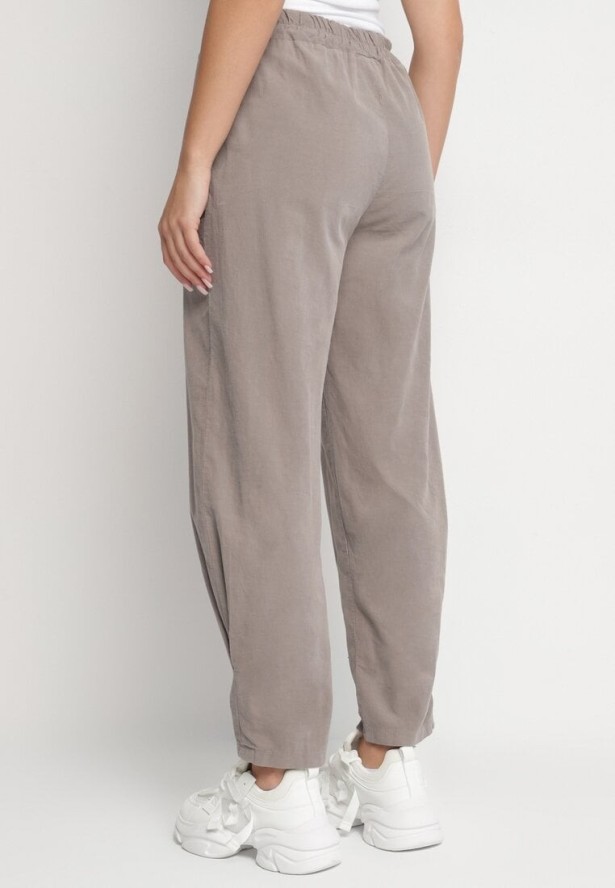 Szare Bawełniane Spodnie z Wysokim Stanem Melili