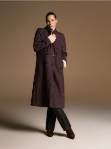 Płaszcz z wełną - karminowy