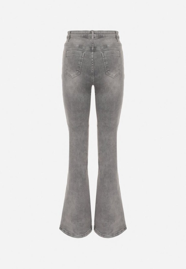 Szare Jeansy Dzwony z Wysokim Stanem Talunea