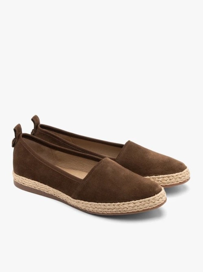 Welurowe brązowe espadryle damskie