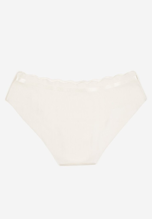 Białe Bawełniane Prążkowane Majtki Bezszwowe Figi Qesivia