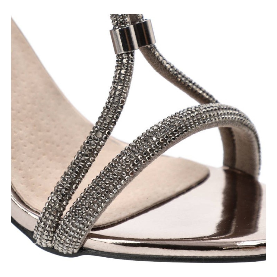 Srebrne Sandały S.Barski Eleganckie Buty Na Obcasie