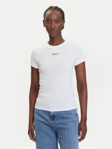Tommy Jeans T-Shirt Script Label DW0DW21402 Biały Slim Fit