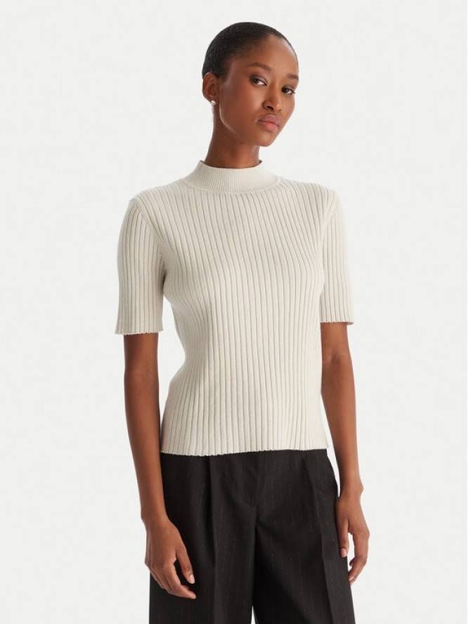 ACCESS FASHION Sweter 54-8046 Beżowy Slim Fit