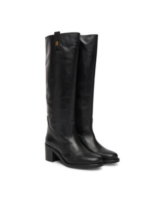Tommy Hilfiger Kozaki Riding Lthr Long Boot Block Heel FW0FW08777 Czarny