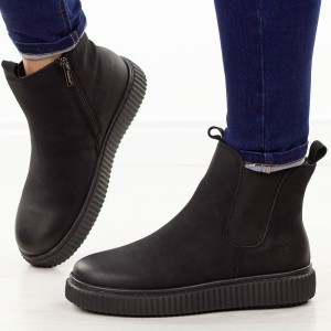 Czarne skórzane botki damskie Cambell 19340