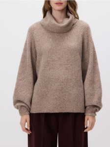 Sweter z wełną - brązowy