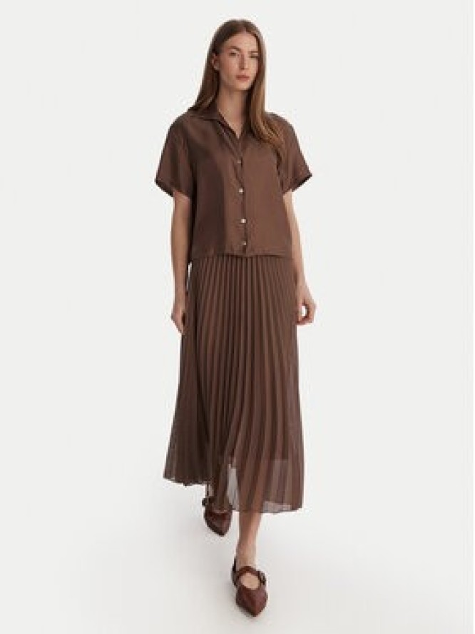 Marella Spódnica plisowana Gabbia 2613101085 Brązowy Regular Fit