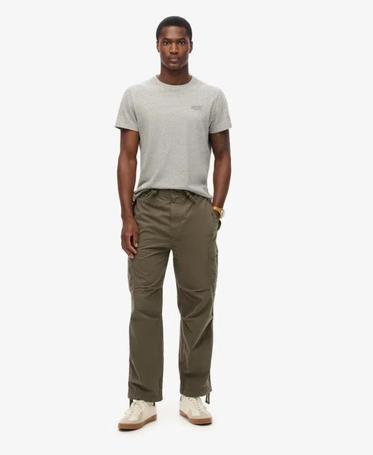 superdry Parachute Grip Trousers — luźne cargo, OLIVE NIGHT