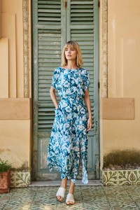 Wzorzysta spódnica z wiskozy zielona