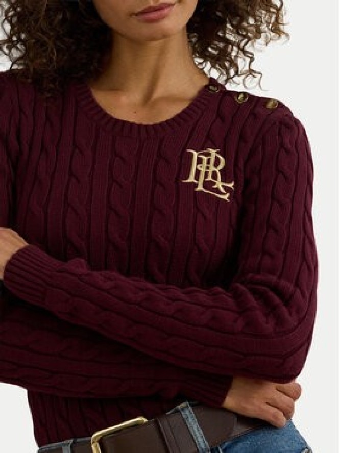 LAUREN RALPH LAUREN Sweter 200932223015 Bordowy Slim Fit