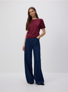 Bluzka z ozdobnymi rękawami - bordowy