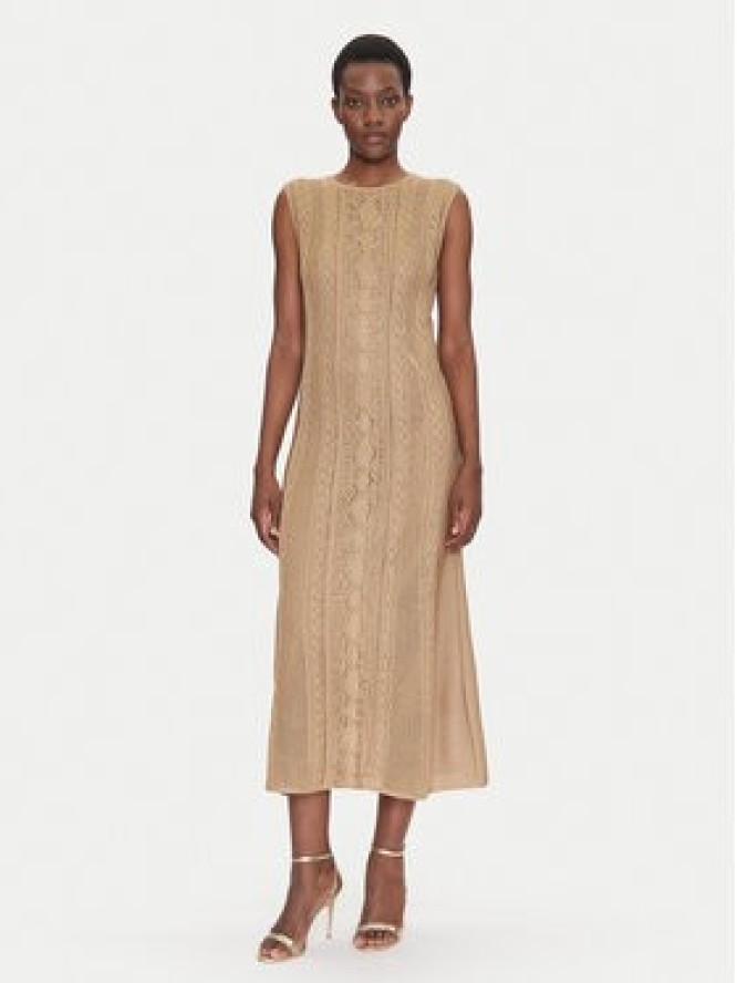 Luisa Spagnoli Sukienka dzianinowa Canape 58675 Beżowy Regular Fit
