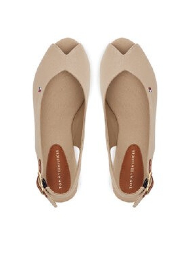 Tommy Hilfiger Sandały Flag Mid Wedge Espad Slingback FW0FW08595 Beżowy