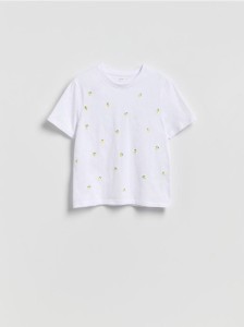 T-shirt z haftowanym wzorem - jasnożółty