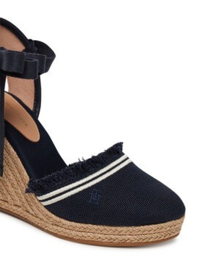 Tommy Hilfiger Espadryle Fringe Canvas High Wedge FW0FW08878 Granatowy