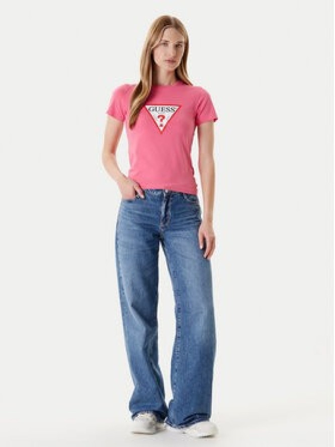 Guess Jeans T-Shirt W4YI04 J1314 Różowy Slim Fit