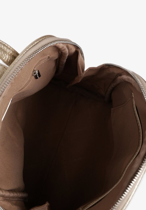 Złoty Geometryczny Plecak z Ozdobnym Przeszyciem Arzedi