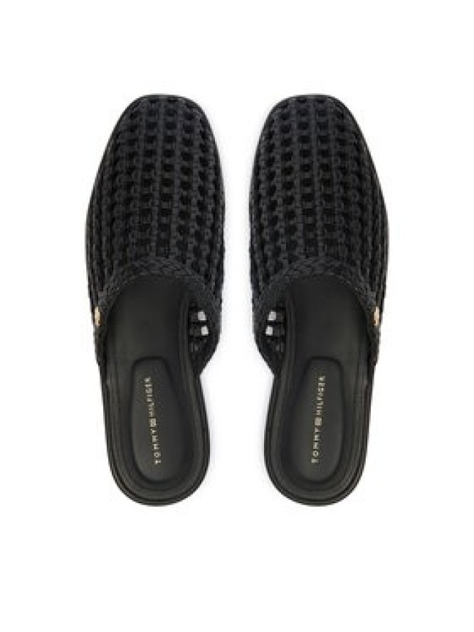 Tommy Hilfiger Klapki Hilfiger Leather Mix Flat Mule FW0FW09280 Czarny