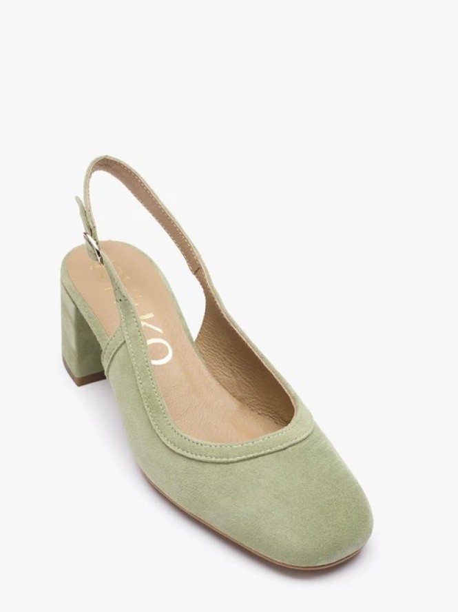 Jasnozielone czółenka bez piety slingback