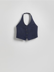 Kamizelka z lnem - granatowy