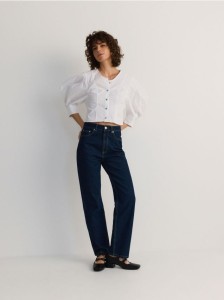 Bawełniana koszula z ozdobnymi guzikami - biały