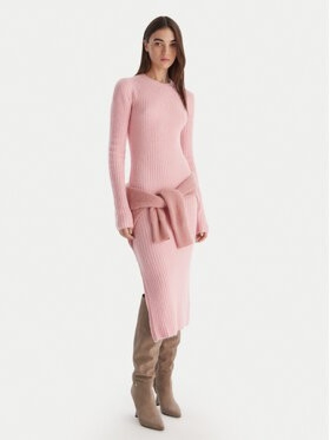 Patrizia Pepe Sukienka dzianinowa 2A2996 K294 Różowy Regular Fit