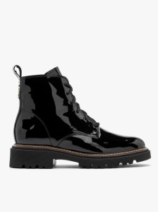 Lakierowane trzewiki damskie na traktorowym spodzie