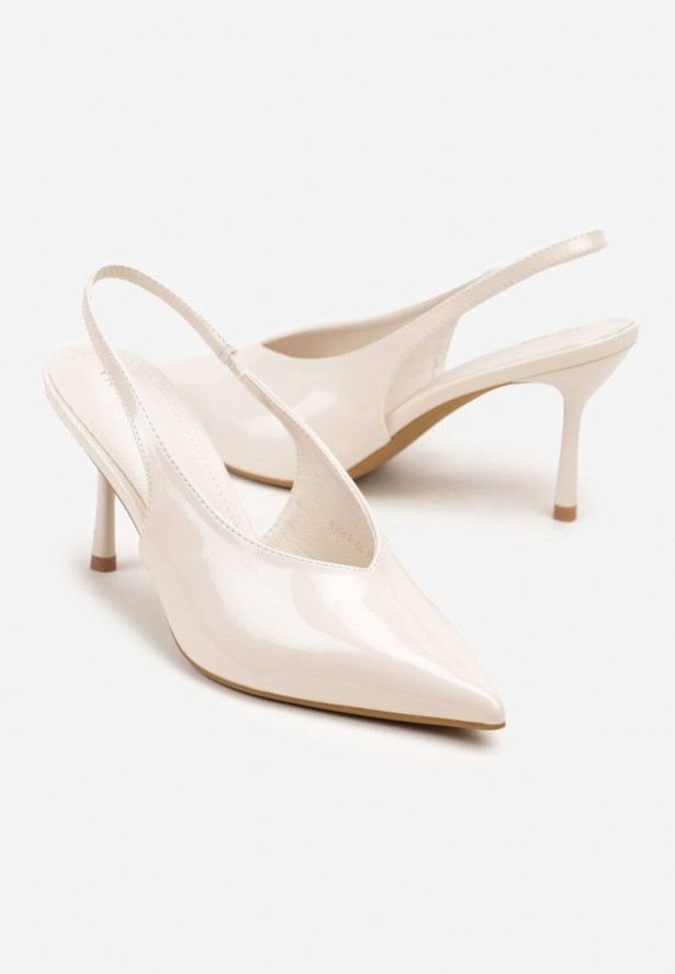 Beżowe Czółenka Sandały Slingback Vices na Obcasie Typu Szpilka Tilionea