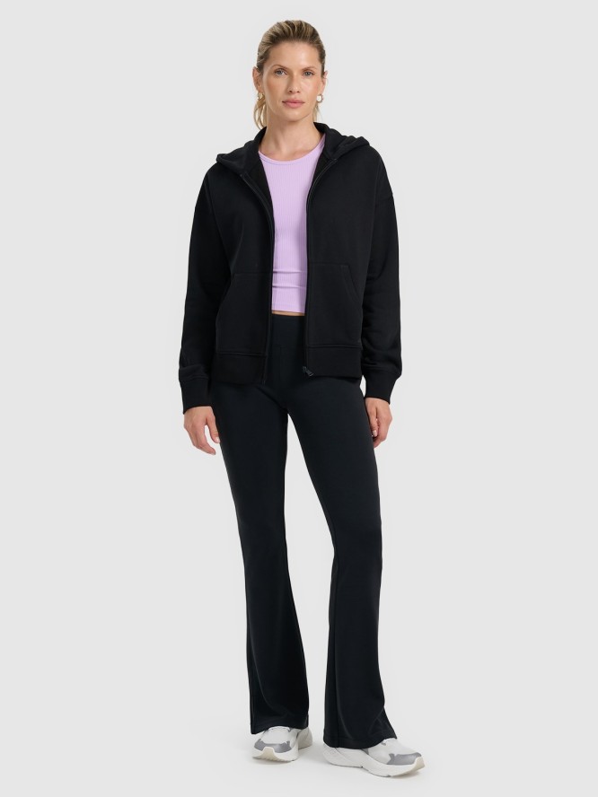 4F Bluza dresowa rozpinana z kapturem damska - czarna S