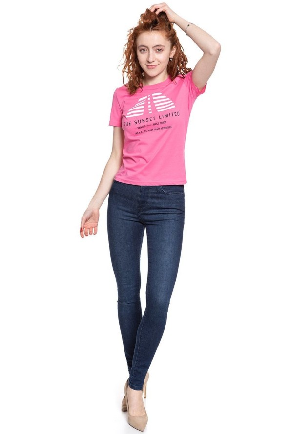 LEE T SHIRT DAMSKI SUNSET TEE CHROME PINK L42XEPNE 112109515