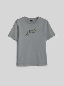 4F T-shirt loose z nadrukiem damski - szary XS