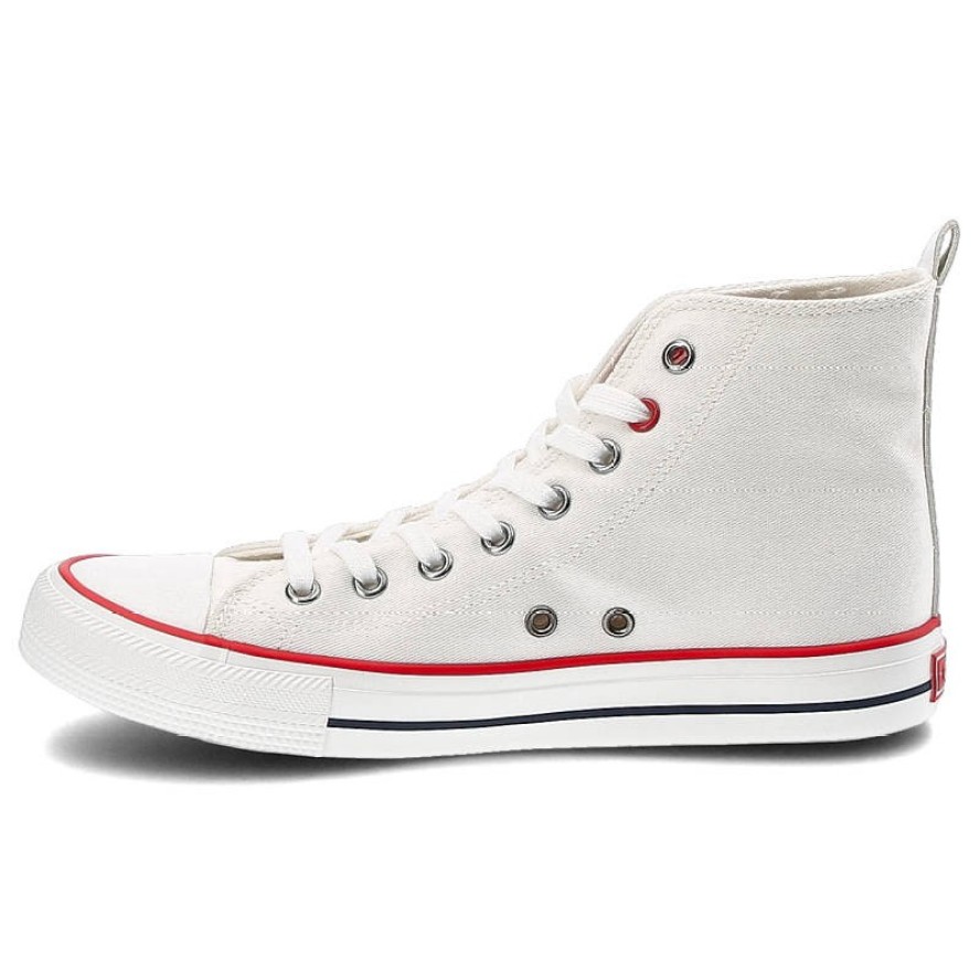 Trampki unisex Big Star, sznurowany wykonany z materiału z naszywanym logo na cholewce gumowy nosek oraz podeszwa metalowe przelotki i kontrastowe sz