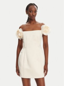 Elisabetta Franchi Sukienka koktajlowa AB-T51-52E2-V460 Écru Regular Fit