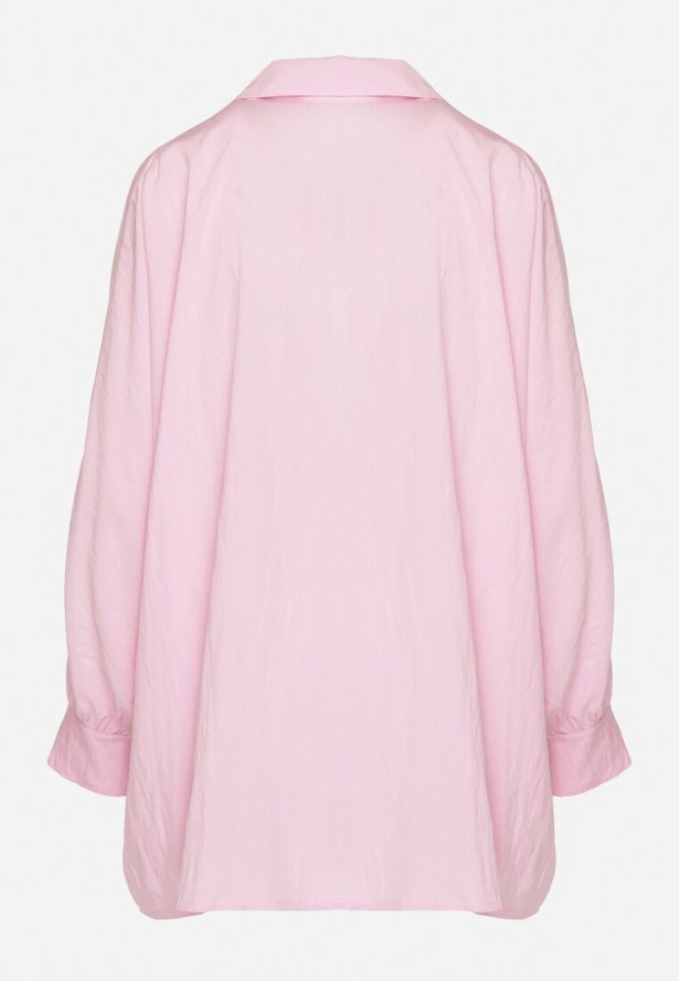 Jasnoróżowa Koszula z Wiskozą o Kroju Nietoperza Sonaretia