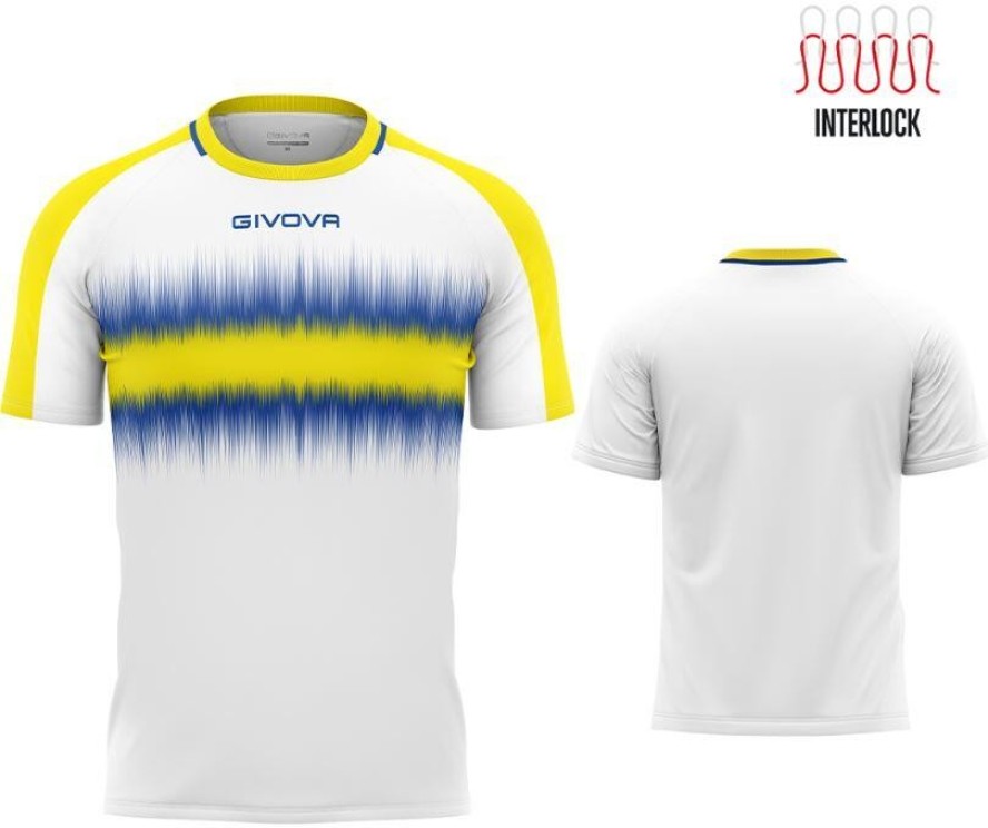 T-shirt sportowy Givova Radio żółto-królewski biały