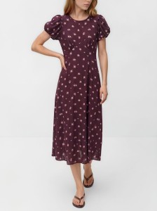 Wzorzysta sukienka maxi - brązowy