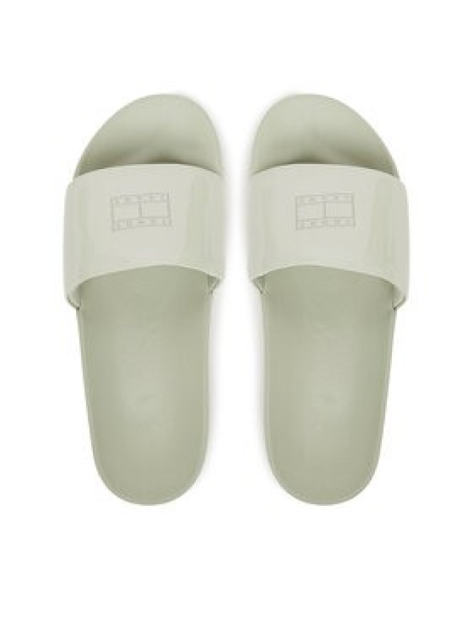 Tommy Jeans Klapki Flag Pool Slide Patent EN0EN02901 Zielony