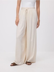 Spodnie z domieszką lnu - beżowy