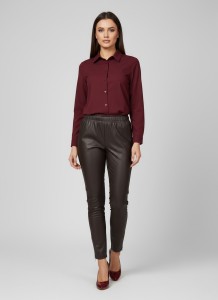 Eleganckie czekoladowe spodnie BengaMetallic04 7/8 o kroju slim fit PLUS SIZE XXL OVERSIZE JESIEŃ