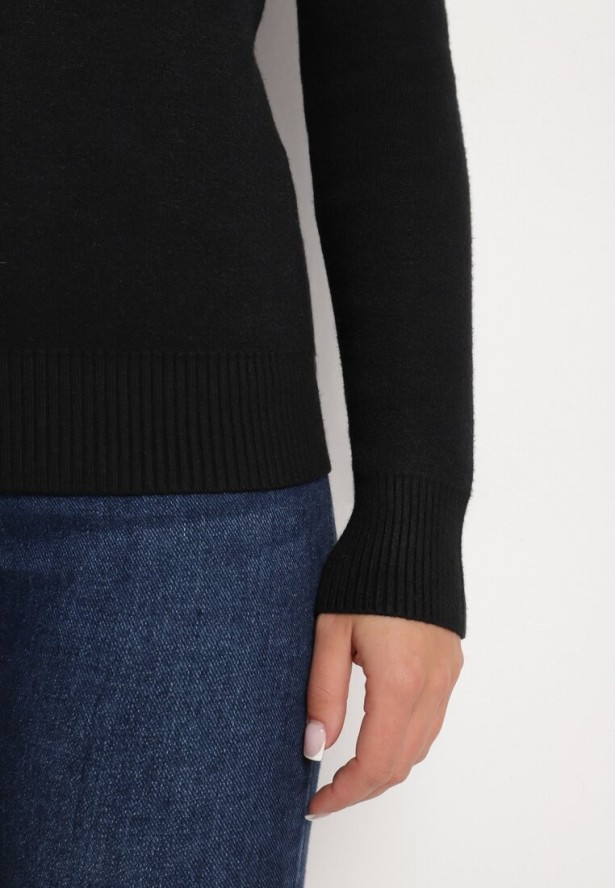 Czarny Golf z Wełną o Klasycznym Fasonie Zozilya