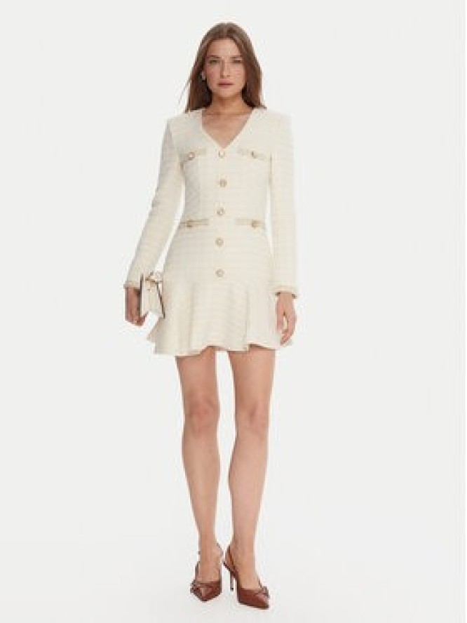Marciano Guess Sukienka koktajlowa 5BGK36 7394A Écru Regular Fit