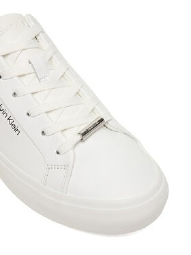 Calvin Klein Sneakersy Vulc Lace Up Lth/Moire Bt HW0HW02747 Biały