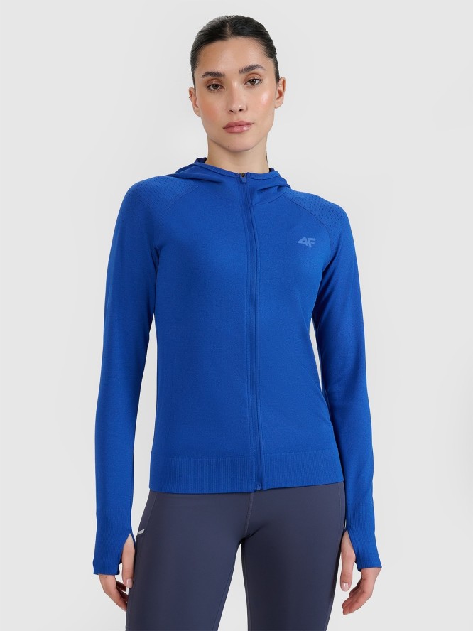 4F Bluza do biegania w terenie rozpinana z kapturem damska - niebieska XS/S