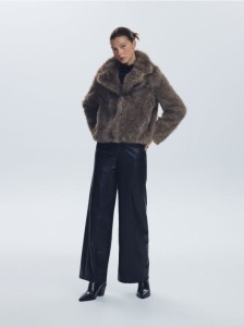 Sztuczne futerko z kołnierzem - ciemnoszary