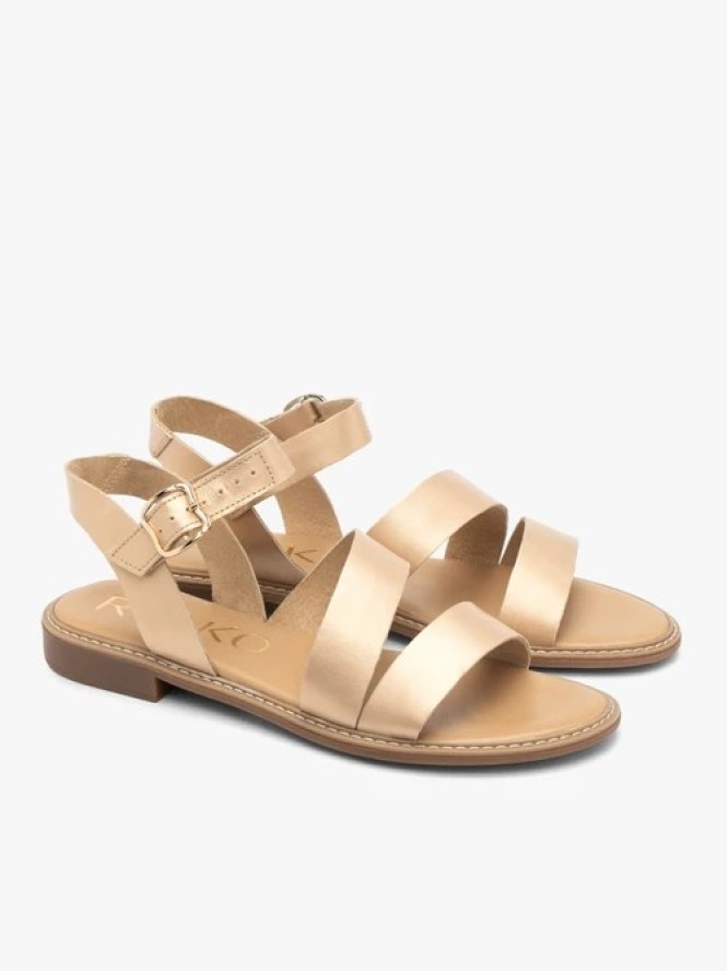 Złote sandały damskie płaskie