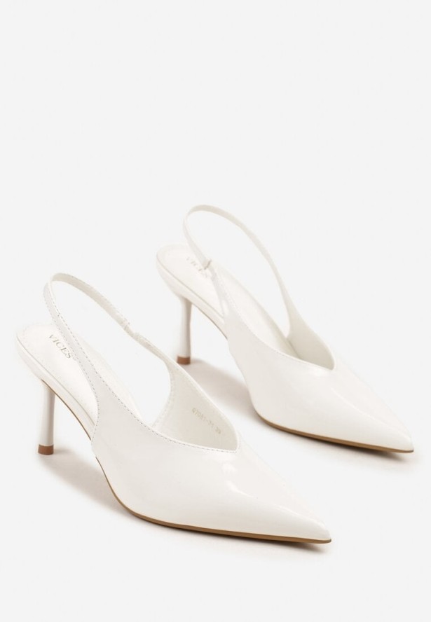 Białe Czółenka Sandały Slingback Vices na Obcasie Typu Szpilka Tilionea