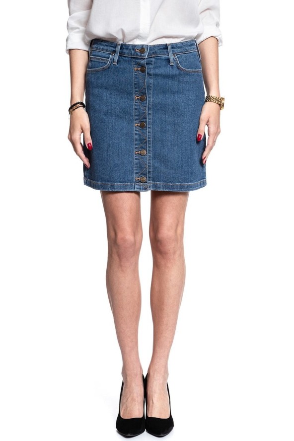 SPÓDNICA JEANSOWA LEE A LINE SKIRT MID STONEWASH L38NMG44 112108286