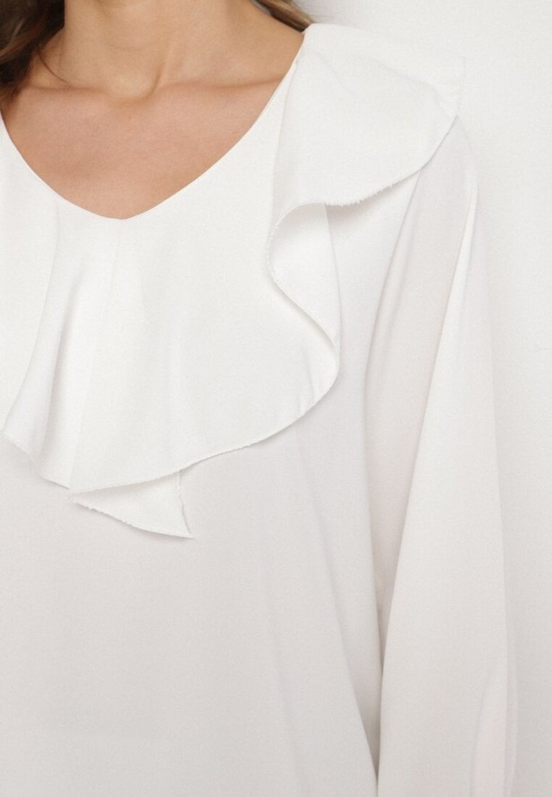 Biała Bluzka z Ozdobną Falbanką Tanalissea